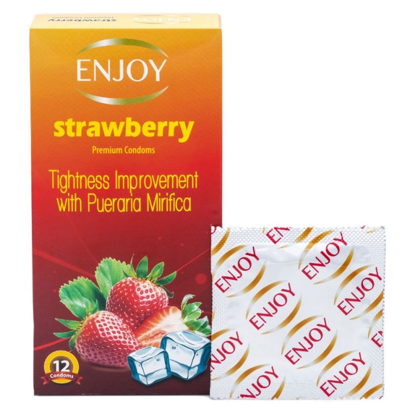 Enjoy Strawberry Premium Condoms, Pack of 12's