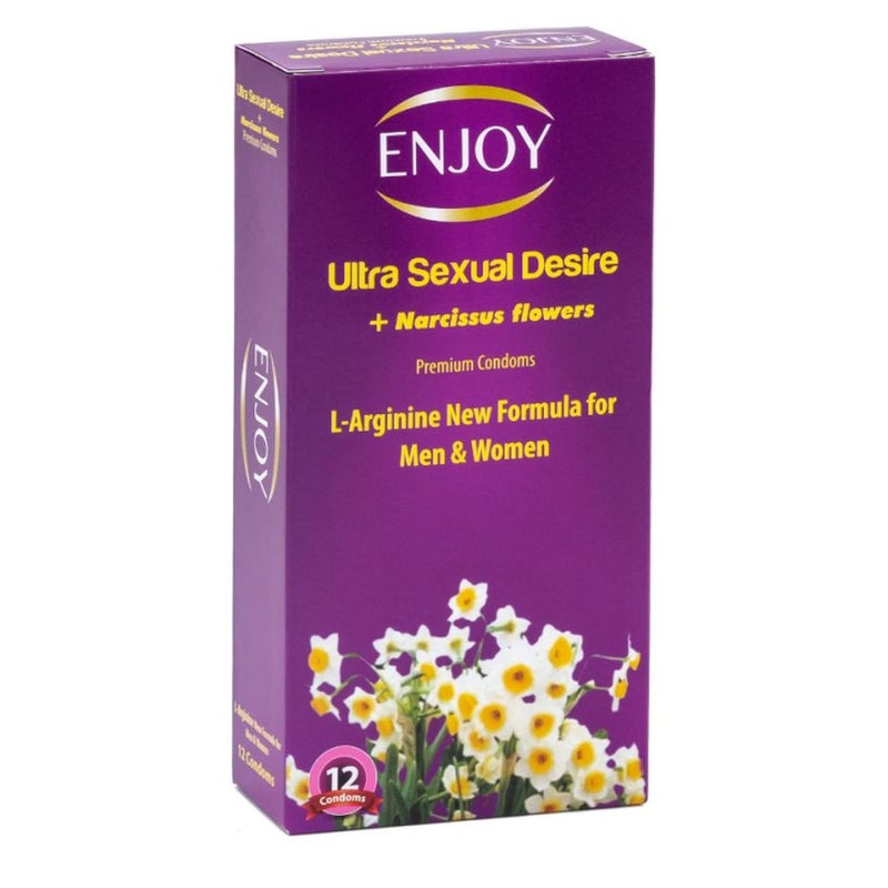 Enjoy Ultra Sexual Desire + Narcissus Flowers Premium Condoms, Pack of 12's