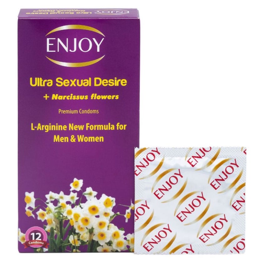 Enjoy Ultra Sexual Desire + Narcissus Flowers Premium Condoms, Pack of 12's