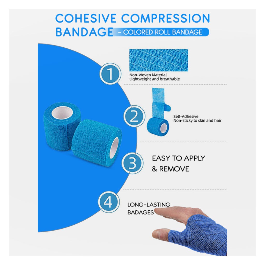 Heyu-Lotus 6 Pack Cohesive Bandages 2.5cm X 4.5m Vet Wrap Self Adherent Bandages Elastic Cohesive Tapes Pet Bandage Wraps For Dogs And Cats Assorted Colours (S) | Buy Now With Express International