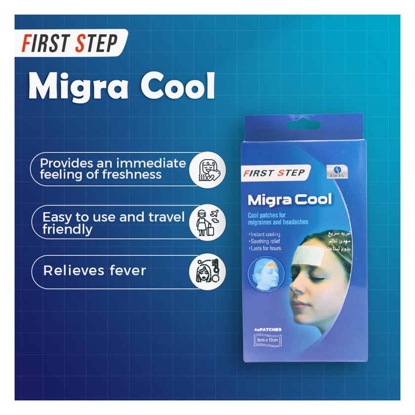 First Step Migra Cool Patches For Headache & Migraine, Pack of 4's