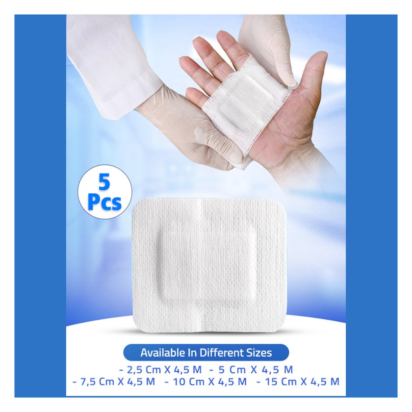 First Step Fix Non-Woven Wound Dressing Pads, 5 x 7cm, Pack of 5's
