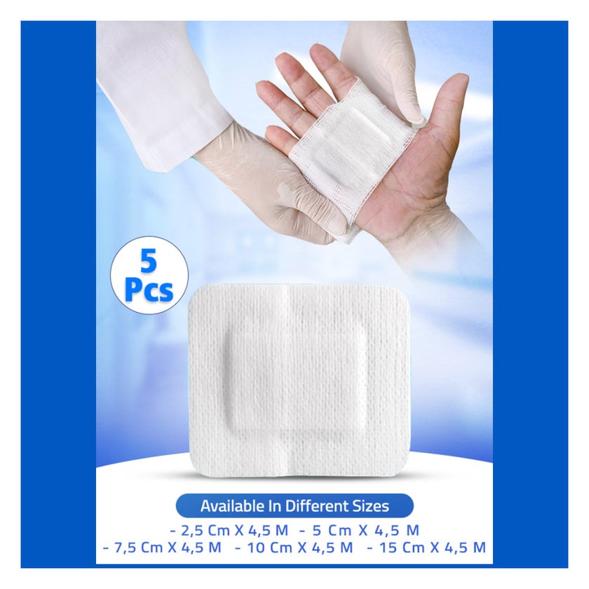 First Step Fix Non-Woven Wound Dressing Pads, 9 x 15cm, Pack of 5's
