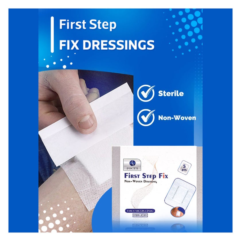 First Step Fix Non-Woven Wound Dressing Pads, 9 x 15cm, Pack of 5's