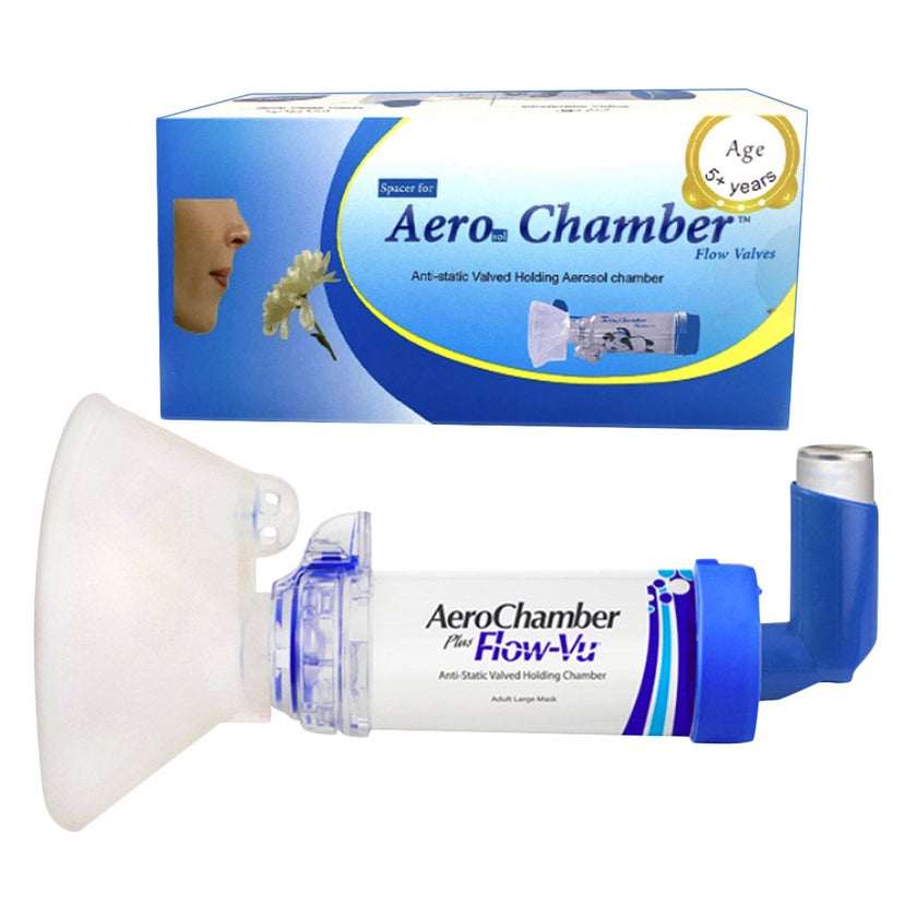 First Step AeroChamber Plus Flow-Vu Anti-static Valved Holding Chamber With Mouthpiece For Adult
