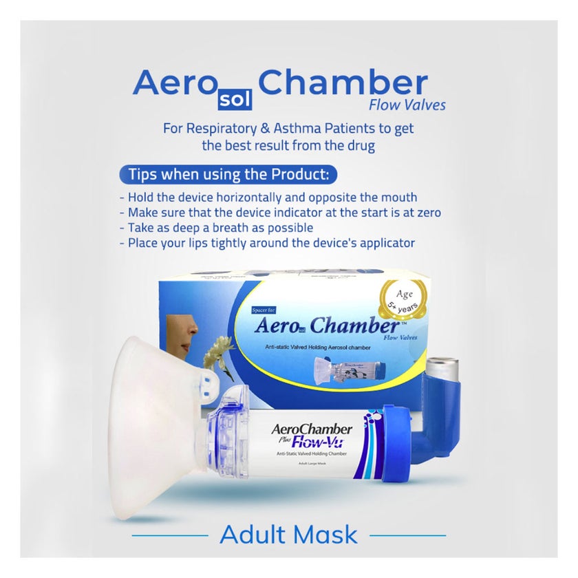 First Step AeroChamber Plus Flow-Vu Anti-static Valved Holding Chamber With Mouthpiece For Adult