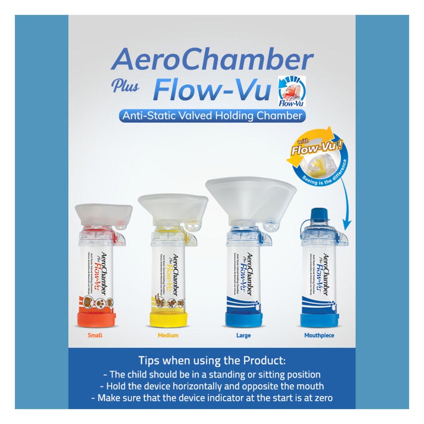 First Step AeroChamber Plus Flow-Vu Anti-static Valved Holding Chamber With Mouthpiece For Adult