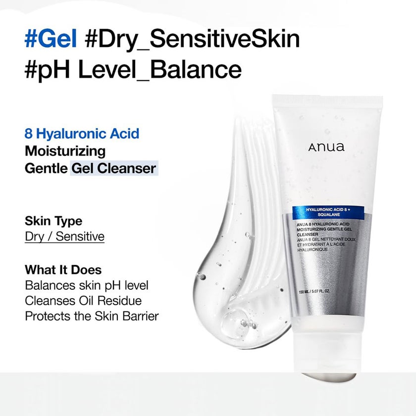 Anua 8 Hyaluronic Acid Moisturizing Gentle Gel Cleanser 150ml