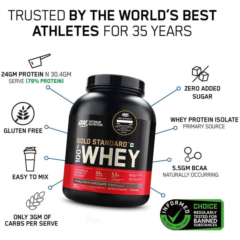 Optimum Nutrition Gold Standard 100% Whey Double Rich Chocolate Protein Powder 1lb