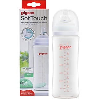 Pigeon SofTouch Wide Neck Nursing Plastic Bottle For 6+ Months Baby 330ml
