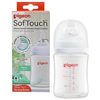 Pigeon SofTouch Wide Neck Nursing Plastic Bottle For 0+ Months Baby 160ml