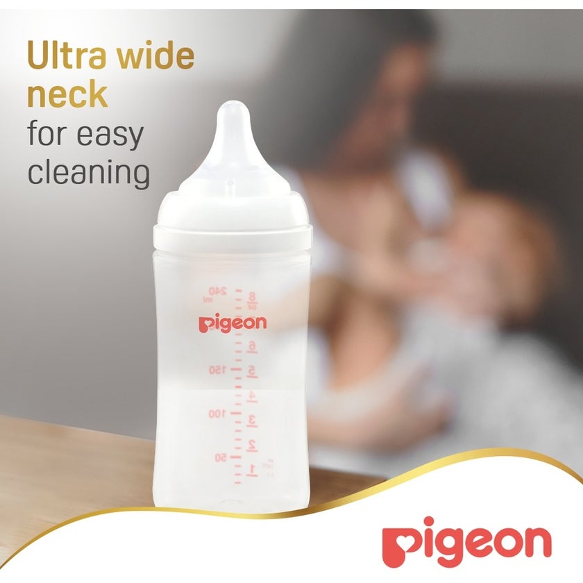 Pigeon SofTouch Wide Neck Nursing Plastic Bottle For 3+ Months Baby 240ml