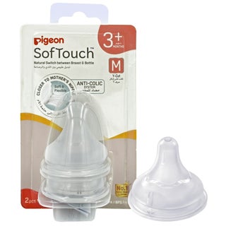 Pigeon SofTouch Wide Neck Nipples, Size - Medium, Pack of 2's