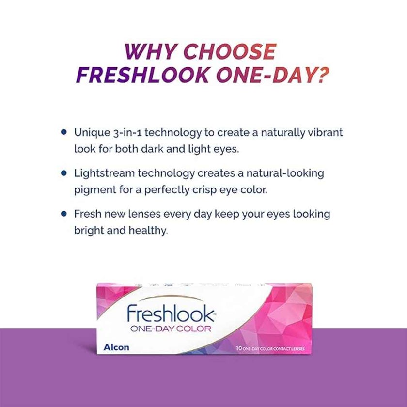 Alcon Freshlook One Day Contact Lenses Hazel Color, Base Curve 8.6, Pack of 30’s