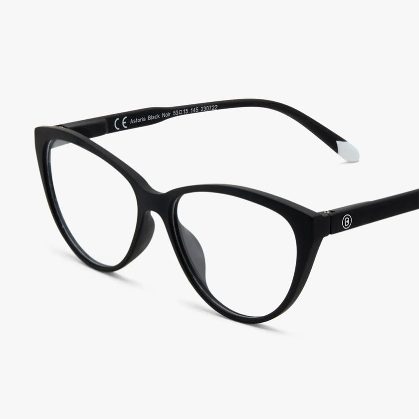 Barner Unisex Reading Glasses, Cat-Eye Shape, Matte Black - Plano Power