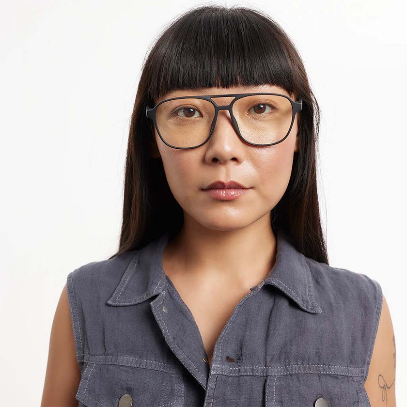 Barner Unisex Reading Glasses, Aviator Shape, Matte Black - Plano Power