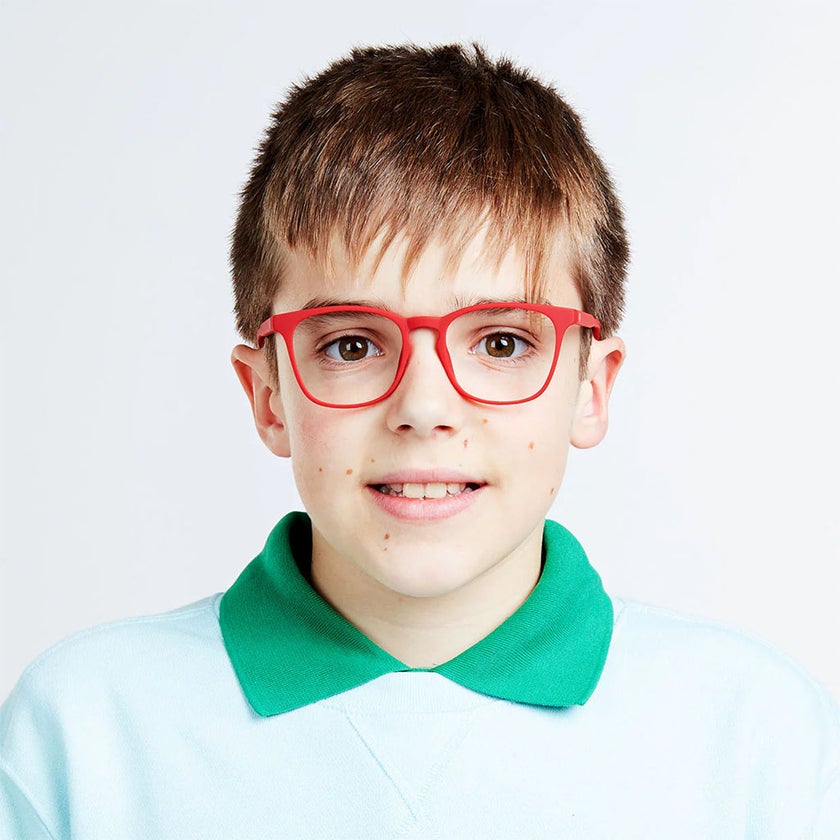 Barner Kids Reading Glasses, Phantos Shape, Red - Plano Power