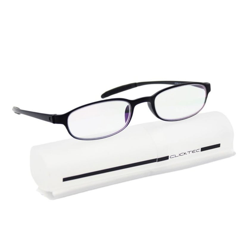 ClickTec Unisex Reading Glasses, Rectangle Shape, Black - +2.25 Power