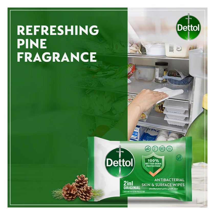 Dettol Anti-Bacterial Wipes, Pack of 80's