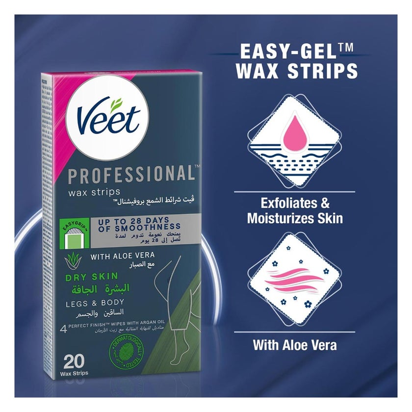 Veet Dry Skin Wax Strips, Pack of 20's