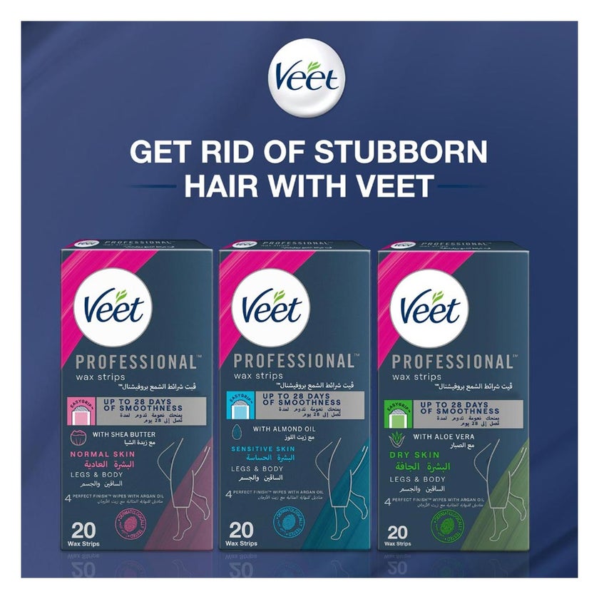 Veet Dry Skin Wax Strips, Pack of 20's