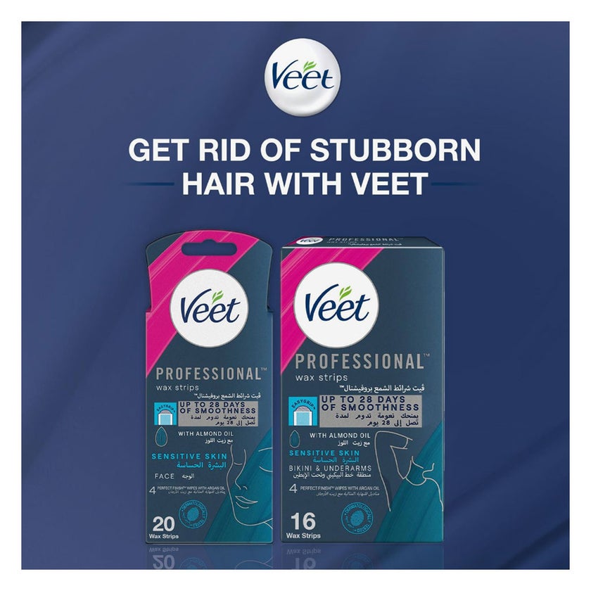 Veet Bikini & Under Arm Sensitive Skin Wax Strips, Pack of 16's