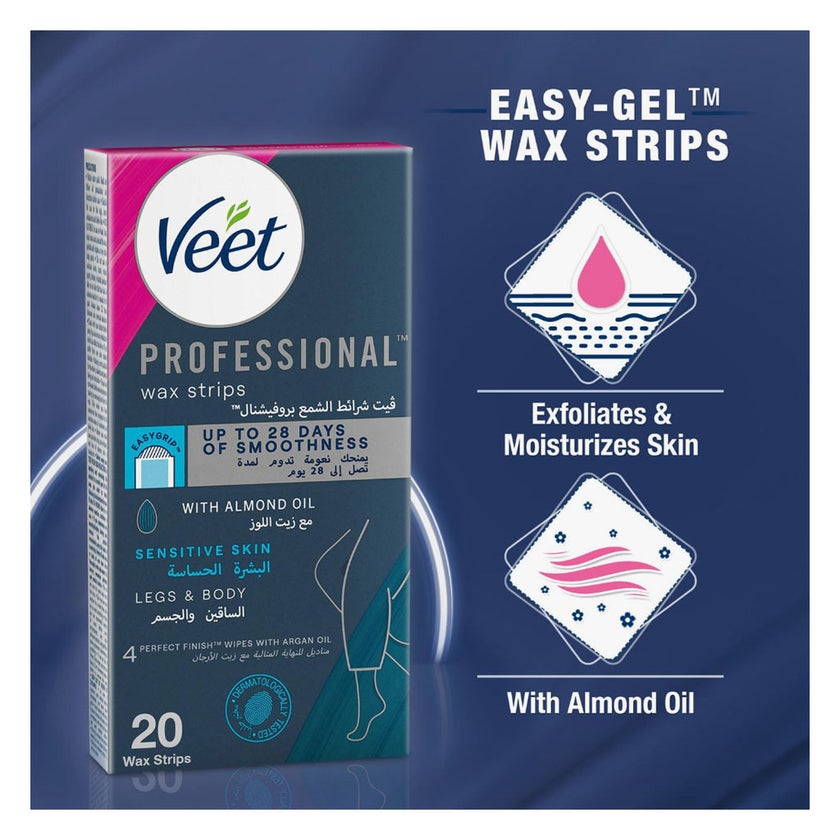 Veet Sensitive Skin Wax Strips, Pack of 20's