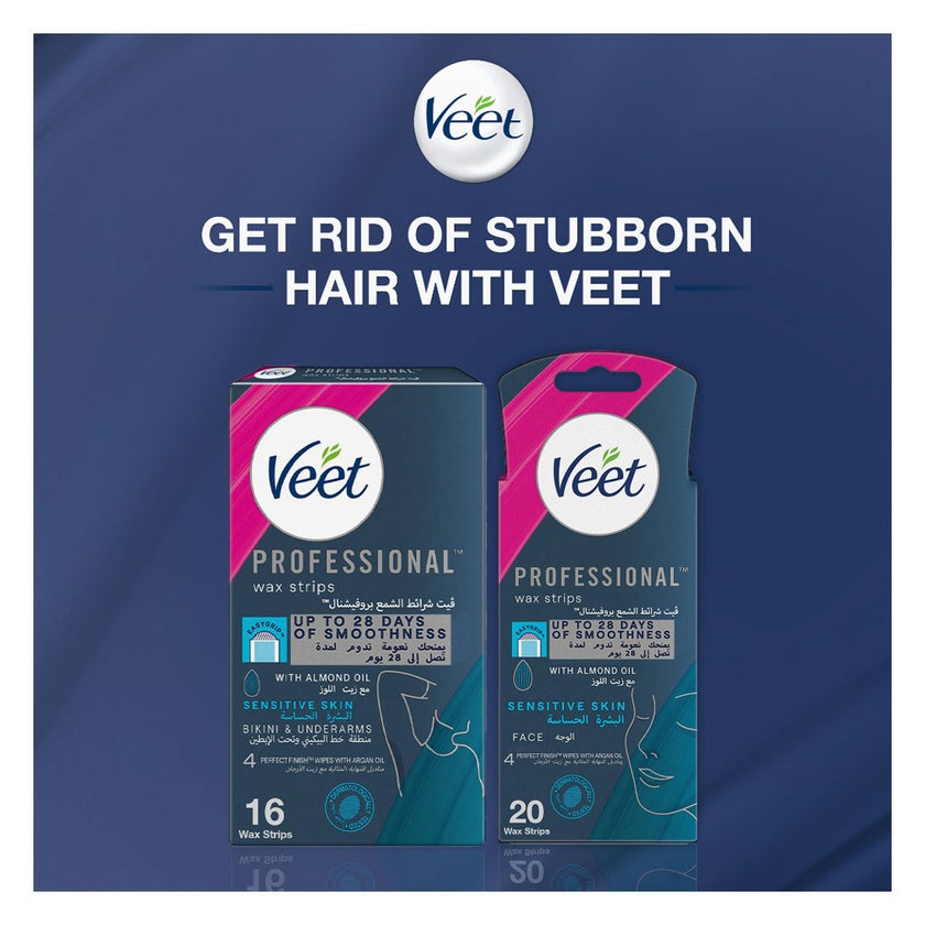Veet Sensitive Skin Wax Strips, Pack of 20's