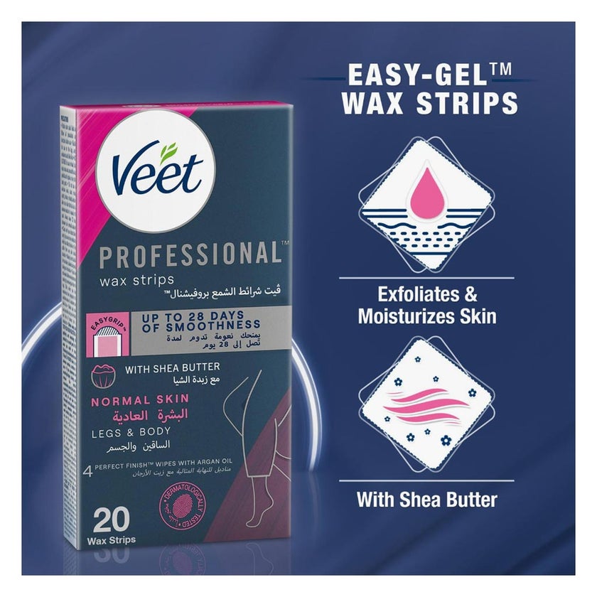 Veet Normal Skin Wax Strips, Pack of 20's