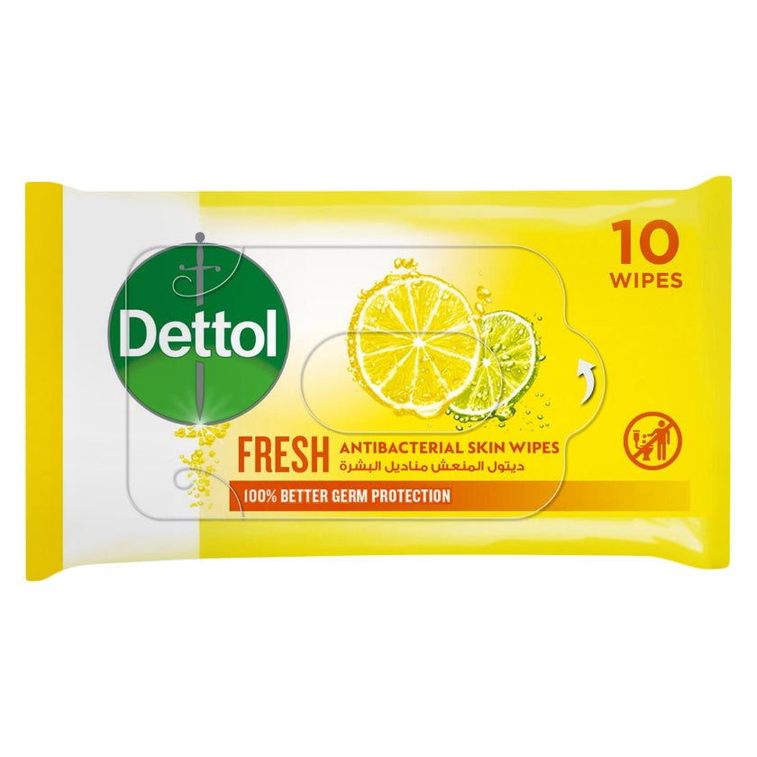 Dettol Fresh Anti-Bacterial Skin Wipes, Pack of 10's