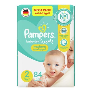 Pampers Newborn Babies Dry Diapers, Size 2, 3-8kg, Mega Pack of 84's