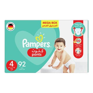 Pampers Baby Diaper Pants, Size 4, 9-14kg, Mega Pack of 92's