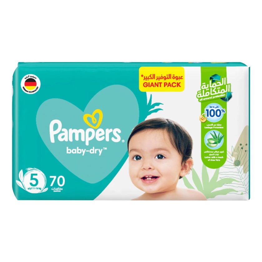 Pampers Baby Taped Diapers, Size 5, 11-16kg, Giant Pack of 70's