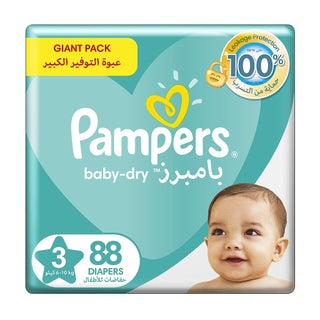 Pampers Baby Dry Diapers, Size 3, 6-10kg, Giant Pack of 88's