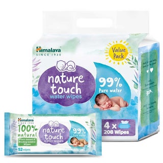 Himalaya Nature Touch Water Wipes, Pack of 52 x 4