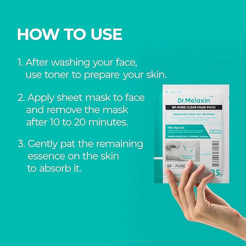 Dr. Melaxin BP Pore Clear Face Sheet Mask 25g, Pack of 5's