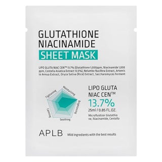 APLB Glutathione Niacinamide Face Sheet Mask 25ml, Pack 4's