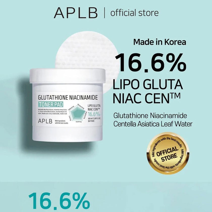APLB Glutathione Niacinamide Toner Pads, Pack of 60's