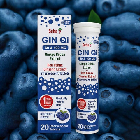 Seha Gin Qi 60 & 100mg Effervescent Tablets - Blueberry Flavor, Pack of 20's