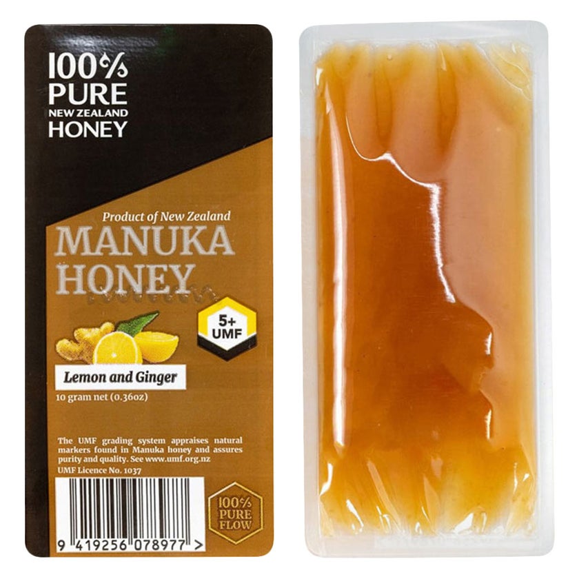 100% Pure New Zealand Manuka Honey Lemon & Ginger UMF5+ MGO83+ Sachet 10g, Pack of 5's