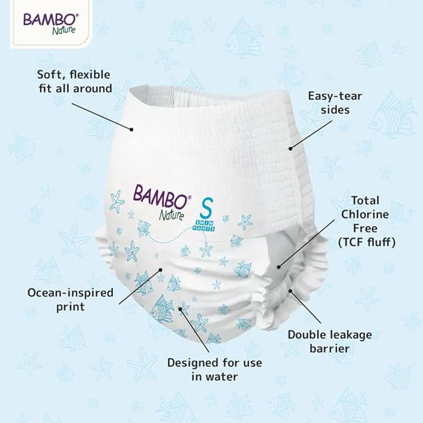 Bambo Nature Baby Swim Pants, Small, 7-12kg, Pack of 12's