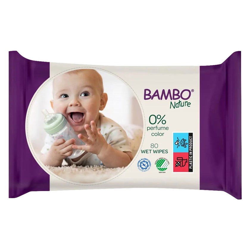 Bambo Nature Baby Wet Wipes, Pack of 80's