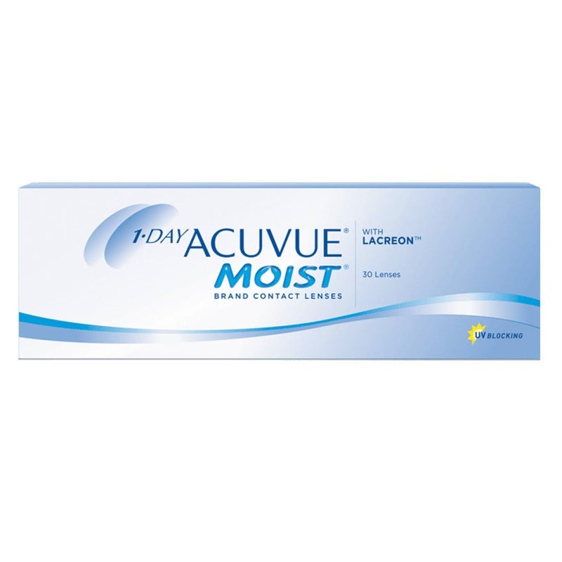 Acuvue Moist 1-Day Clear Contact Lenses, Base Curve 8.5, Pack of 30's