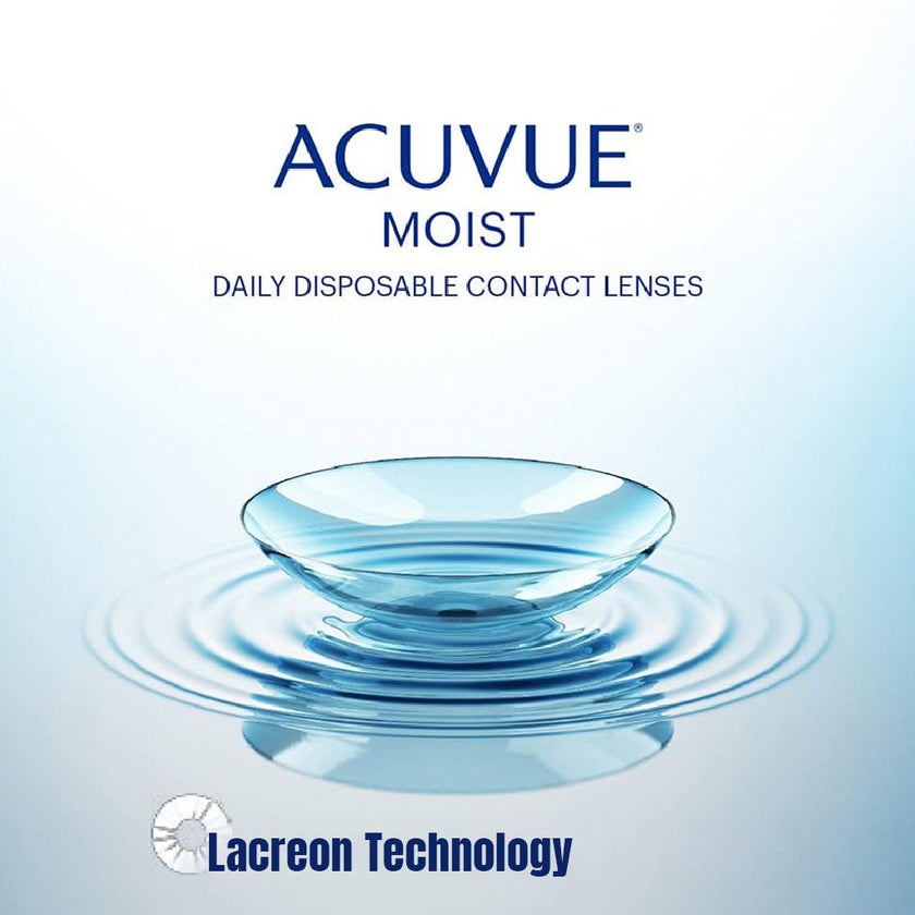 Acuvue Moist 1-Day Clear Contact Lenses, Base Curve 8.5, Power -6.00, Pack of 30's