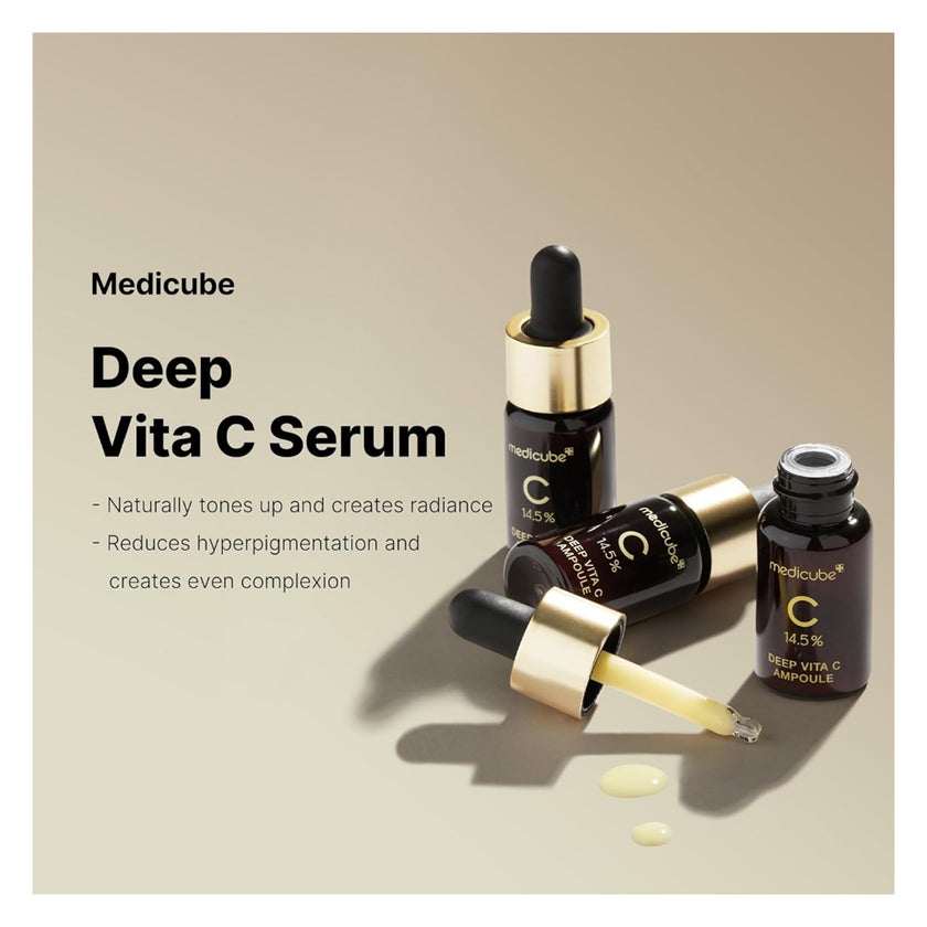Medicube Deep Vita C 14.5% Ampoule For Skin Brightening 10ml, Pack of 3’s