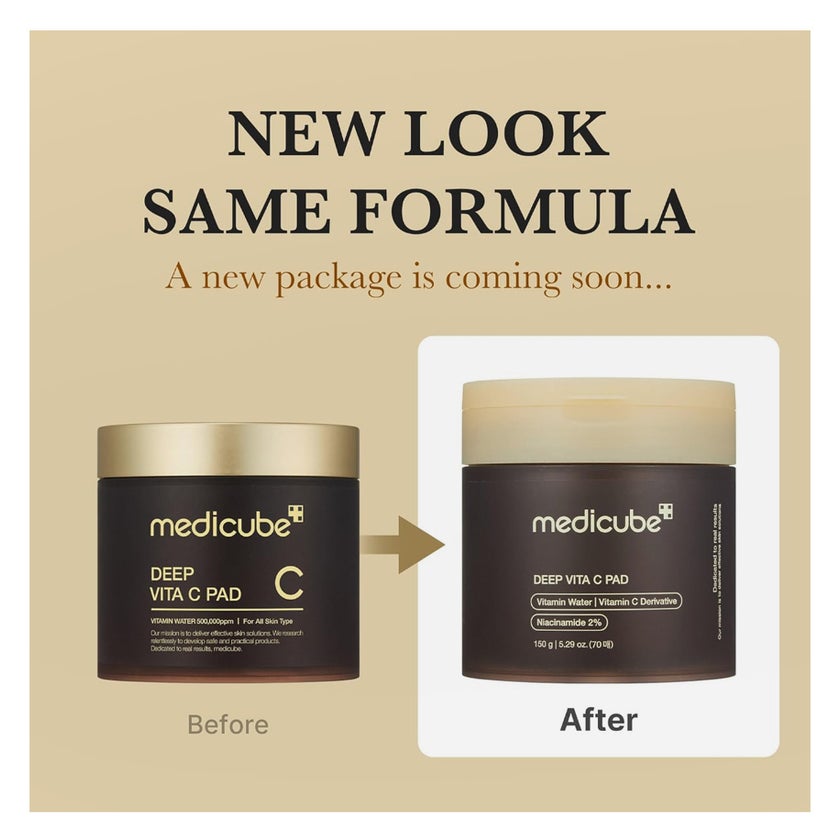 Medicube Deep Vita C With 2% Niacinamide Facial Toner Pads For Dark Spots & Blemish Care 150g, Pack of 70's