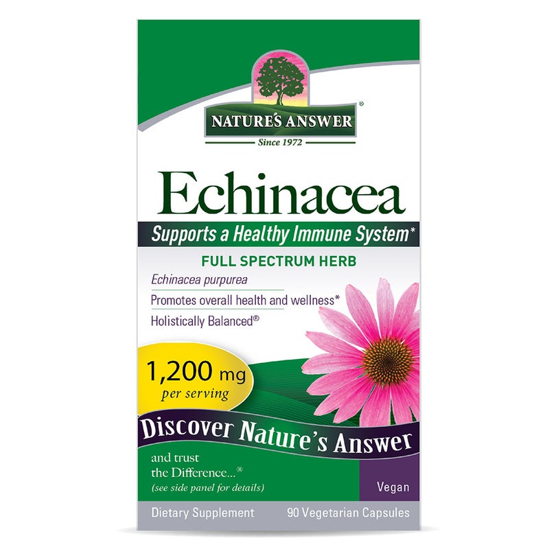 Nature's Answer Echinacea Herb 1200 mg Vegan Capsules For Antioxidant & Immunity Boost, Pack of 90's