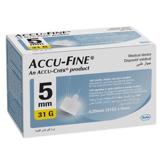 Accu-Fine Sterile Insulin Pen Needles For Diabetes & Painless Insulin Delivery 31 G x 5 mm, Pack of 100's