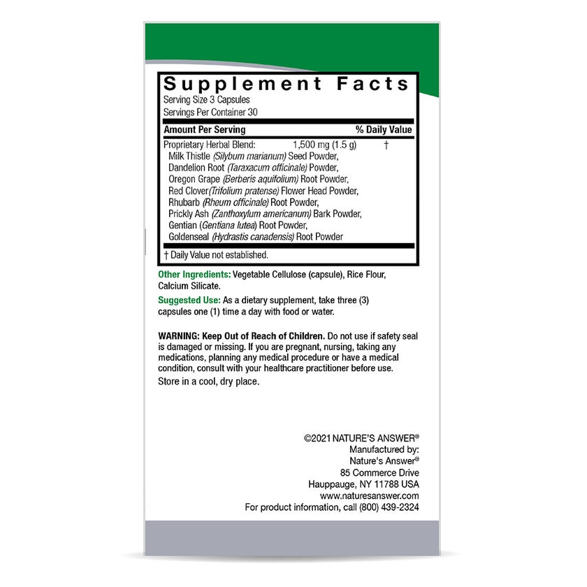 Nature's Answer Liver Support 1500mg Vegetarian Capsules With Silymarin, Pack of 90's