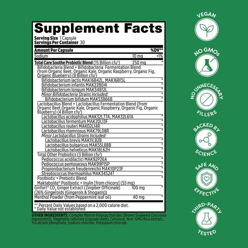 Probulin Total Care Soothe Probiotic + Prebiotic & Postbiotic 15 Billion CFU Capsules, Pack of 30's
